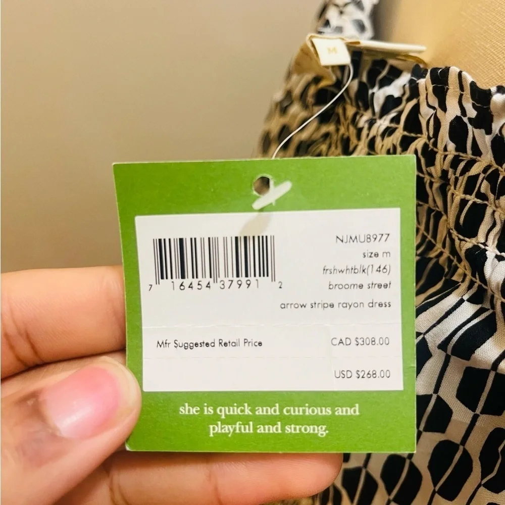 NWT KATE SPADE New York arroz stripe of  shoulder midi dress  size m